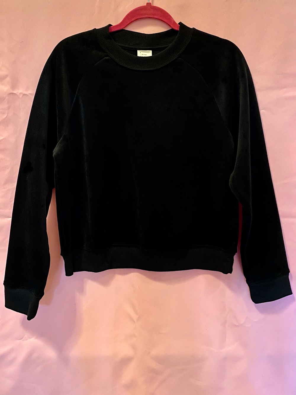 Black Velvet Crewneck Sweater Sweatshirt Top A New Day Longsleeve Medium Chic M